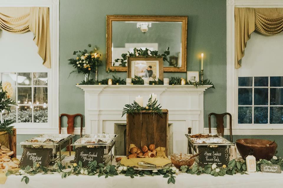 Fire place and food settings at Desert Plantation