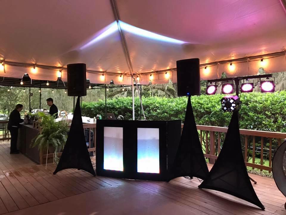 Outdoor music setup for a wedding
