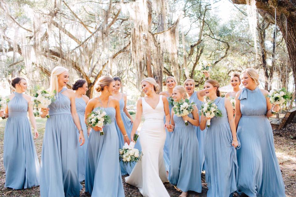 Bride and her bridesmaids