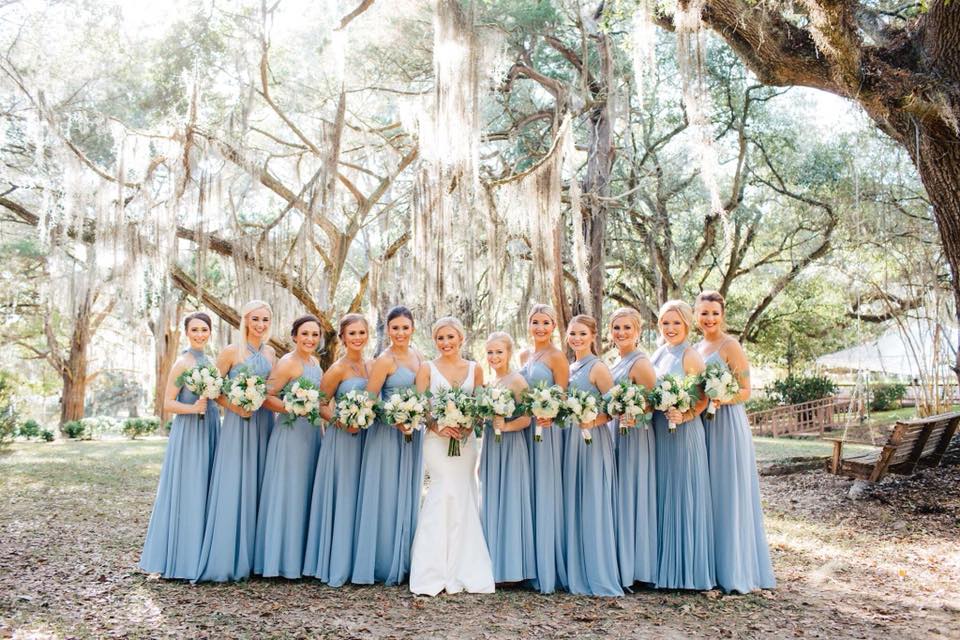 Bride and her bridesmaids