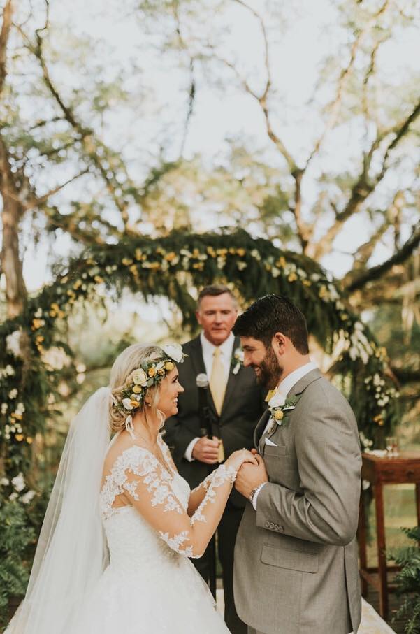 Bride and groom getting married